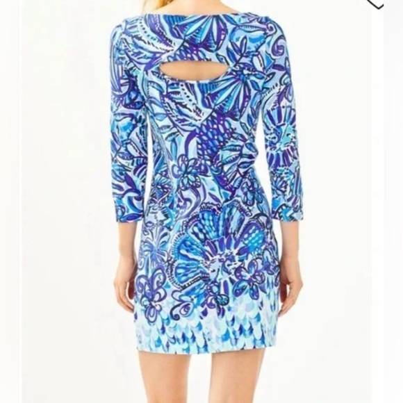 NWT Lilly Pulitzer Holee Cotton 3/4 Sleeve Iris Blue and White Print XL - Picture 2 of 9